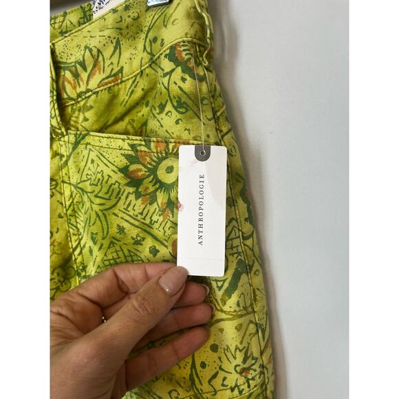 NWT Anthropologie Pilcro The Wanderer Low-Rise Pants Floral Light Green sz. 26 - Picture 9 of 16
